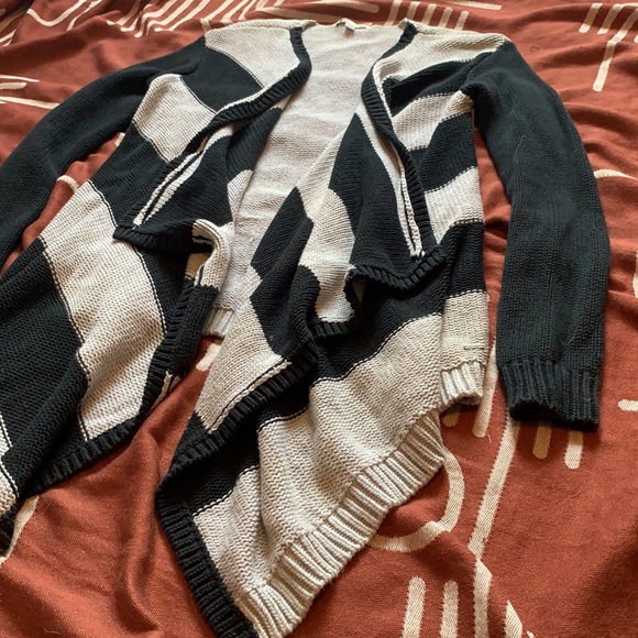 Volcom Fireside Wrap Navy Striped Knit Cardigan - Picture 4 of 6